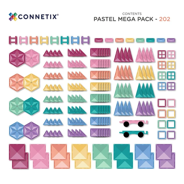 CONNETIX ΜΑΓΝΗΤΙΚΑ ΤΟΥΒΛΑΚΙΑ PASTEL MEGA PACK 202 τεμ.