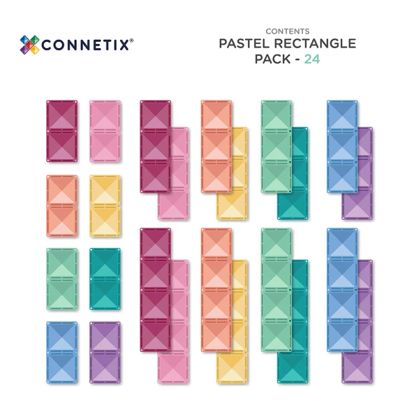CONNETIX ΜΑΓΝΗΤΙΚΑ ΤΟΥΒΛΑΚΙΑ PASTEL RECTANGLE 24 τεμ.