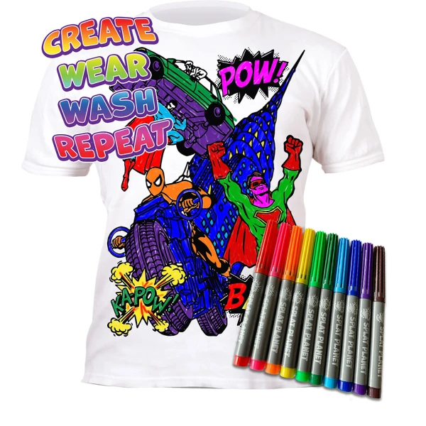 SPLAT PLANET ΠΛΕΝΟΜΕΝΟ T-SHIRT ΖΩΓΡΑΦΙΚΗΣ SUPER HEROES ΜΕ ΜΑΡΚΑΔΟΡΟΥΣ (5-6 ΕΤΩΝ)