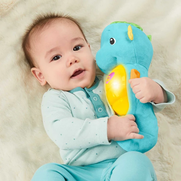 FISHER PRICE SOOTHE AND GLOW SEAHORSE LIGHT BLUE