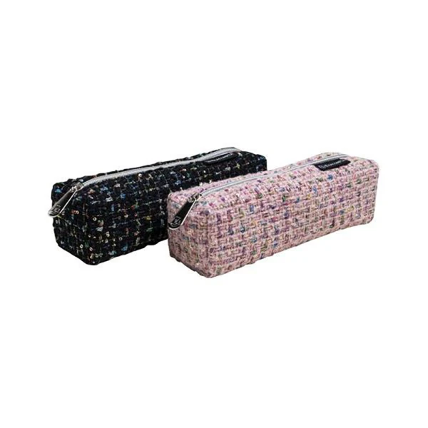 EXACOMPTA SQUARE TWEED-STYLE PENCIL CASE 22 x 6 cm – 2 COLOURS