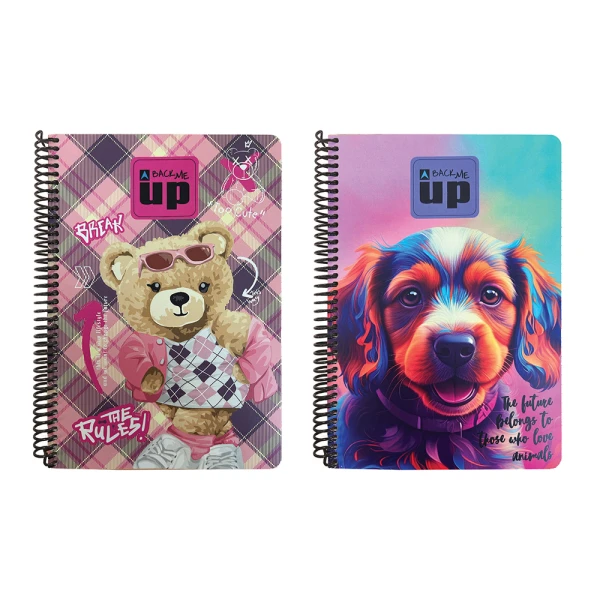 BACK ME UP ΤΕΤΡΑΔΙΟ ΣΠΙΡΑΛ 17Χ25 2 ΘΕΜΑΤΑ 70 ΦΥΛΛΑ PUPPY & SCOTCH BEAR - 2 ΣΧΕΔΙΑ