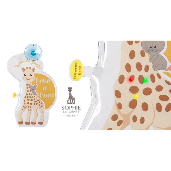 SOPHIE LA GIRAFE FLASH BABY ON BOARD CAR SIGN