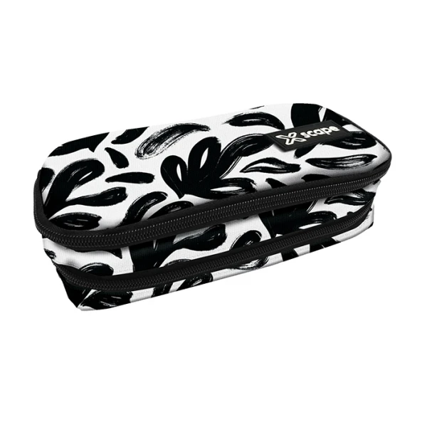 OVAL PENCIL CASE WITH 2 ZIPPERS LEAVES XSCAPE