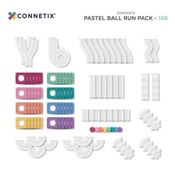 CONNETIX ΜΑΓΝΗΤΙΚΑ ΤΟΥΒΛΑΚΙΑ PASTEL BALL RUN PACK 106 τεμ.