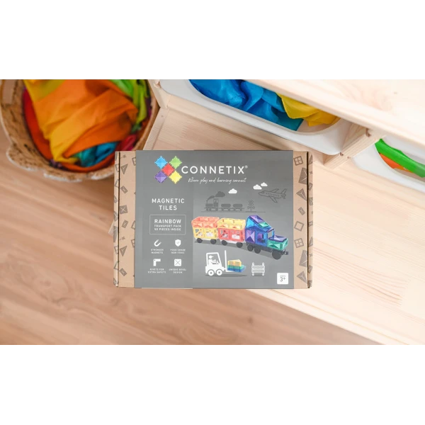 CONNETIX ΜΑΓΝΗΤΙΚΑ ΤΟΥΒΛΑΚΙΑ RAINBOW TRANSPORT PACK 50 τεμ.