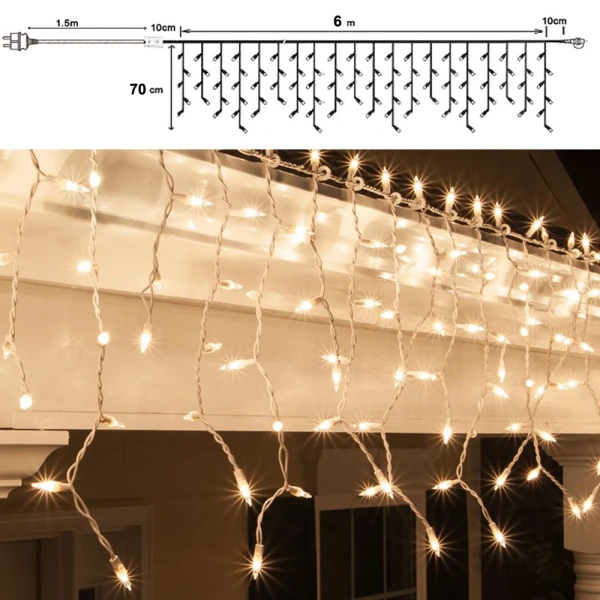 ΦΩΤΑΚΙΑ 300 LED ΣΤΑΛΑΚΤΙΤΗΣ ΔΙΑΦΑΝΟ ΛΕΥΚΟ 8 ΠΡΟΓΡΑΜMATA 6μ Χ 70 εκ. ΕΣΩΤΕΡΙΚΟΥ & ΕΞΩΤΕΡΙΚΟΥ ΧΩΡΟΥ