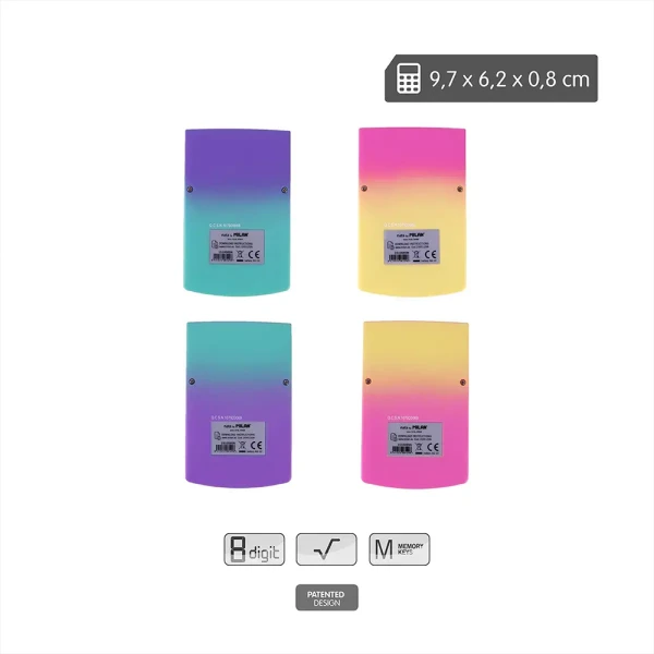 MILAN ΑΡΙΘΜΟΜΗΧΑΝΗ ΤΣΕΠΗΣ 8-ΨΗΦΙΑ SUNSET COLLECTION - 4 ΧΡΩΜΑΤΑ