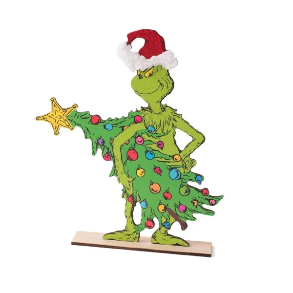 ΞΥΛΙΝΟ ΕΠΙΤΡΑΠΕΖΙΟ ΔΙΑΚΟΣΜΗΤΙΚΟ GRINCH STEALING XMAS TREE 28 εκ.
