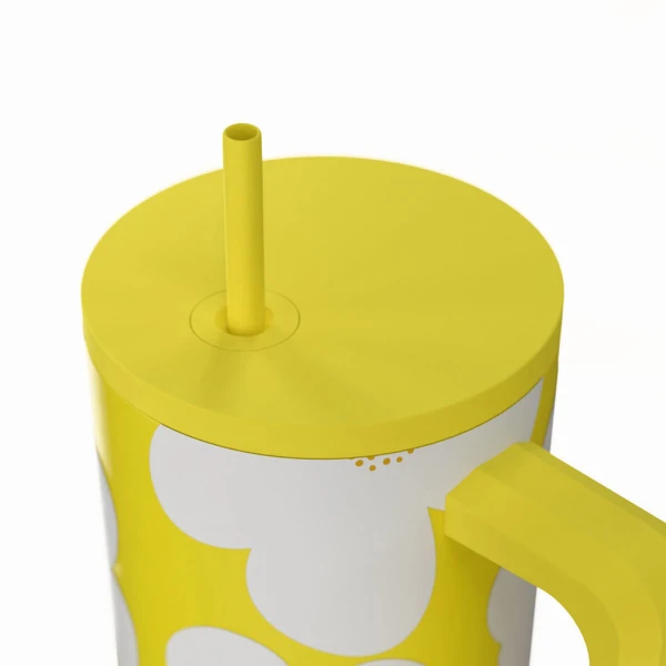 ESTIA HOME ART ΘΕΡΜΟΣ STRAW TUMBLER XL 900ml - YELLOW DAISY