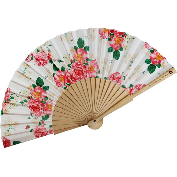 WOODEN FAN 23cm. - ROMANTIC WHITE