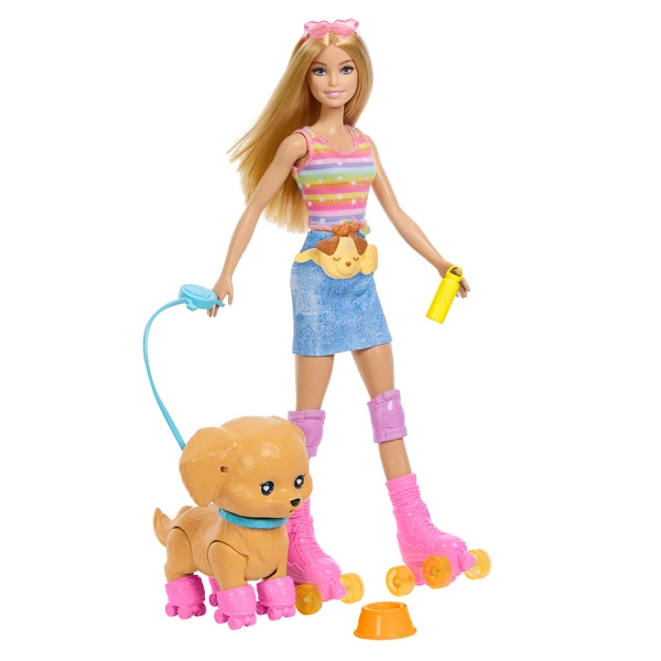 BARBIE DOLL ROLLER SKETES WITH PUPPY