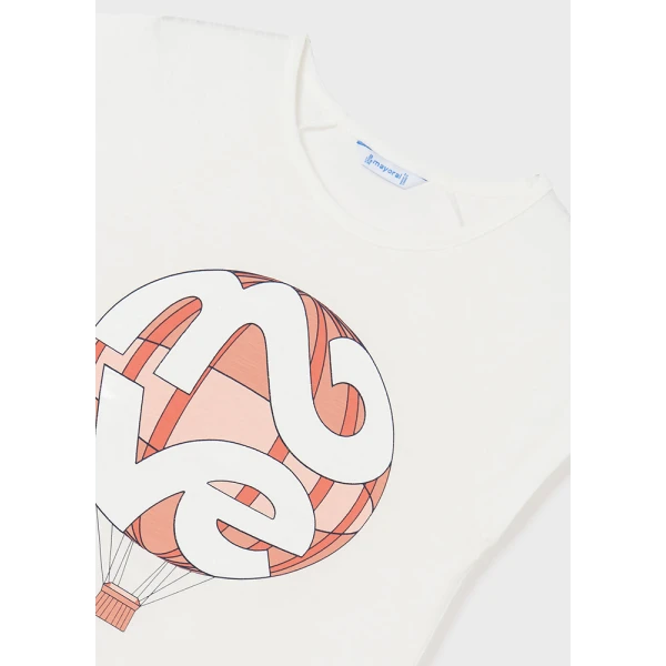 MAYORAL SHORT SLEEVES BLOUSE GRAPHIC ECRU