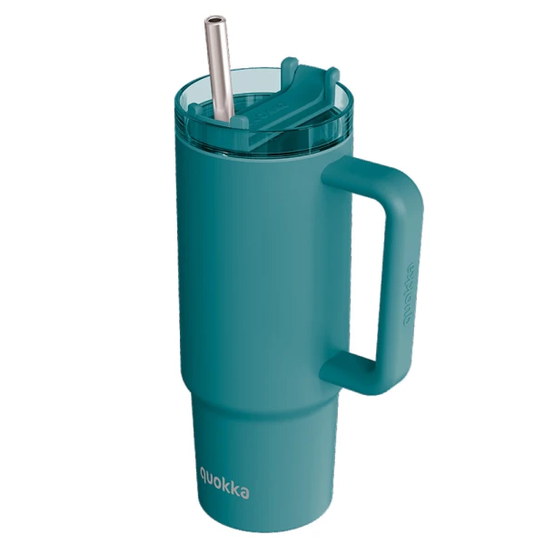 QUOKKA STAINLESS STEEL THERMAL ΚΟΥΠΑ ΜΕ ΚΑΛΑΜΑΚΙ & ΛΑΒΗ 950ml STREAM MIDNIGHT GREEN