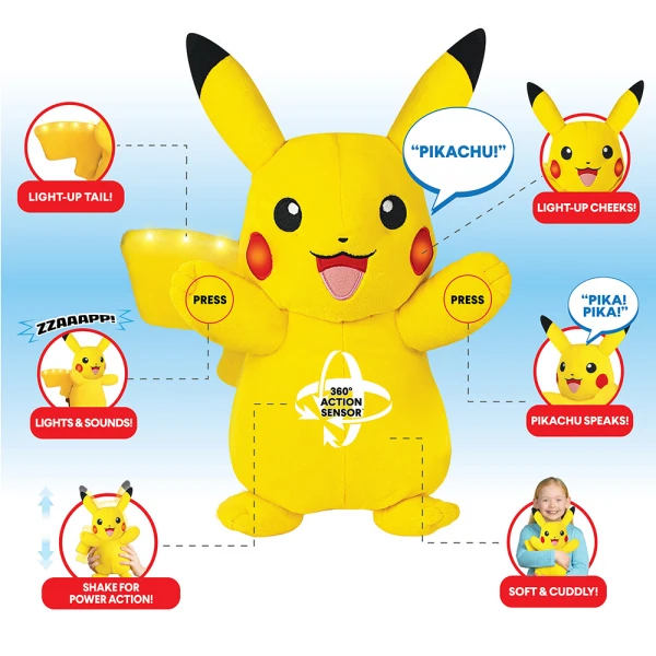 POKEMON ΛΟΥΤΡΙΝΟ PIKACHU 25εκ. ΜΕ ΗΧΟ ΚΑΙ ΦΩΣ