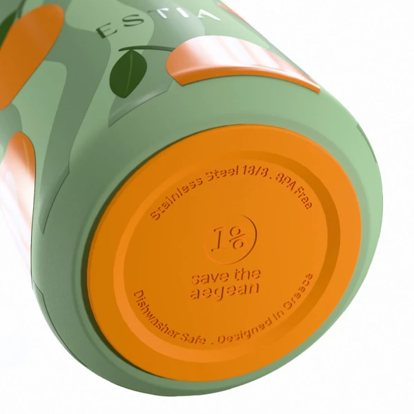 ESTIA HOME ART THERMAL FLASK FLOW SAVE THE AEGEAN 500ml PEACH GARDEN