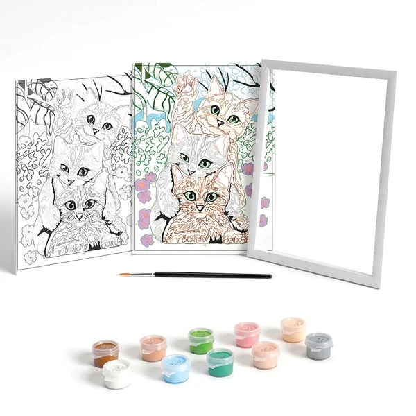 HAPPIHOBBI PAINT & FRAME PAINT BY NUMBERS FUNNY KITTIES