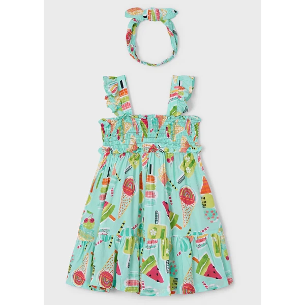 MAYORAL DRESS WITH PRINTS LIGHT BLUE 