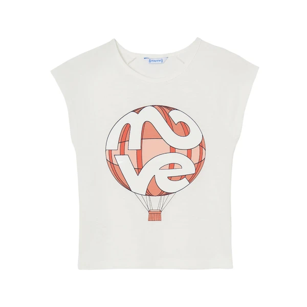 MAYORAL SHORT SLEEVES BLOUSE GRAPHIC ECRU