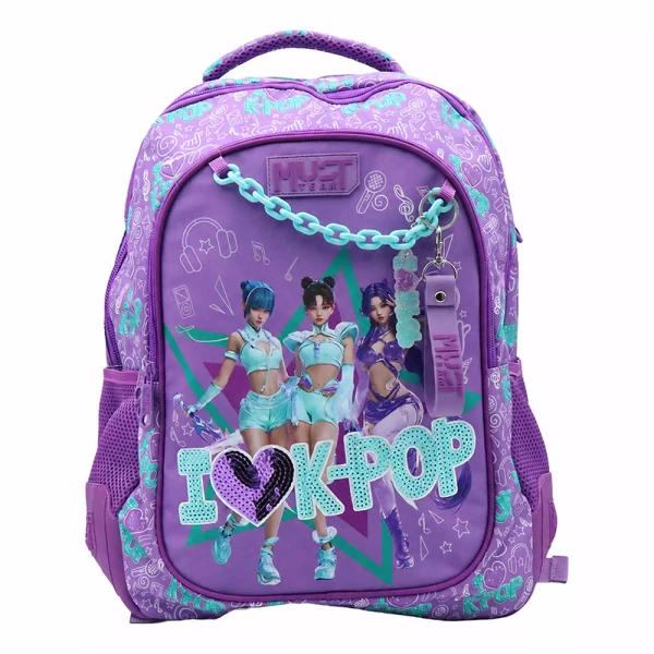 MUST TEAM ΤΣΑΝΤΑ ΠΛΑΤΗΣ 32X18X43 εκ. ΜΕ 3 ΘΗΚΕΣ K-POP ΜΩΒ