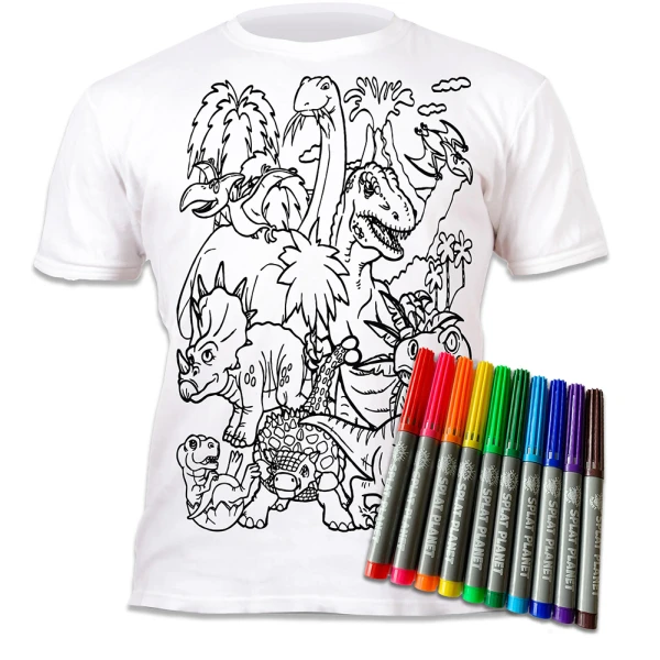 SPLAT PLANET ΠΛΕΝΟΜΕΝΟ T-SHIRT ΖΩΓΡΑΦΙΚΗΣ DINOSAURS ΜΕ ΜΑΡΚΑΔΟΡΟΥΣ (5-6 ΕΤΩΝ)