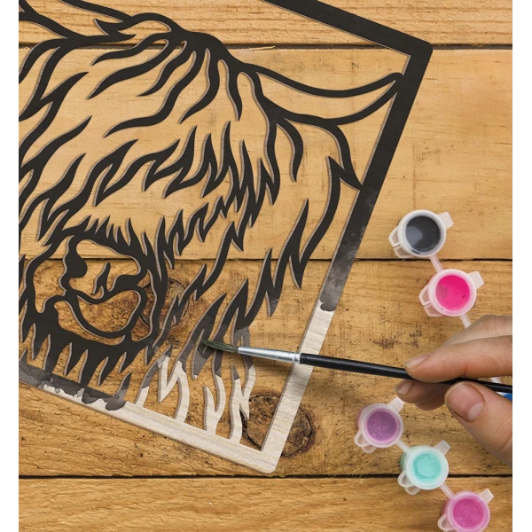 SPLAT PLANET WOODEN ART CRAFT KIT HIGHLAND COW