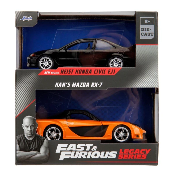 JADA F&F LEGACY SERIES 1:32 HEIST HONDA CIVIC EJ1 ΚΑΙ HAN\'S MAZDA RX-7