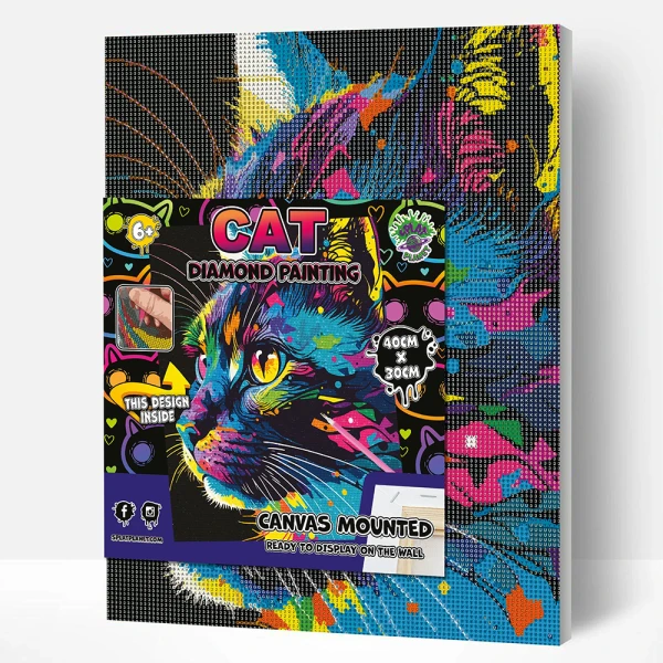 SPLAT PLANET ΣΕΤ DIAMOND PAINTING ΣΕ ΚΑΜΒΑ ΜΕ ΤΕΛΑΡΟ 40X30 εκ. BRIGHT CAT