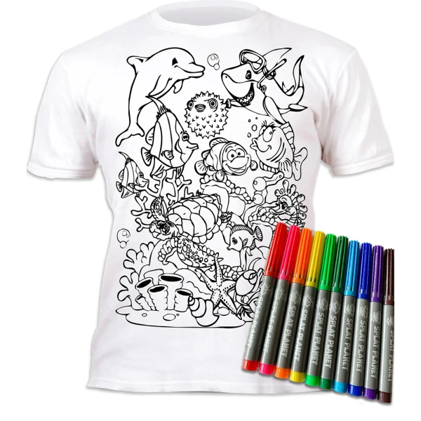 SPLAT PLANET ΠΛΕΝΟΜΕΝΟ T-SHIRT ΖΩΓΡΑΦΙΚΗΣ SEA LIFE ΜΕ ΜΑΡΚΑΔΟΡΟΥΣ (3-4 ΕΤΩΝ)