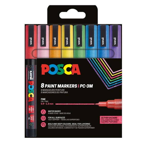 POSCA ΣΕΤ 8 ΜΑΡΚΑΔΟΡΟΙ PC-3ML - SPARKLING COLOR