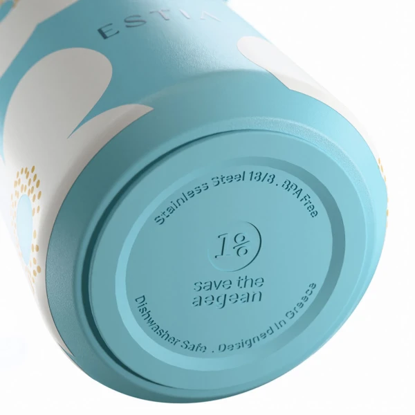 ESTIA HOME ART ΘΕΡΜΟΣ PULSE SAVE THE AEGEAN 500ml BLUE DAISY