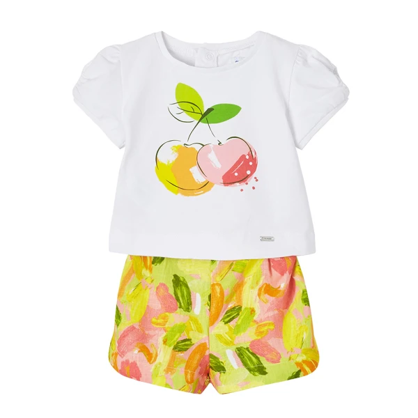 MAYORAL SET BERMUDA SHORTS STAMPED CORAL