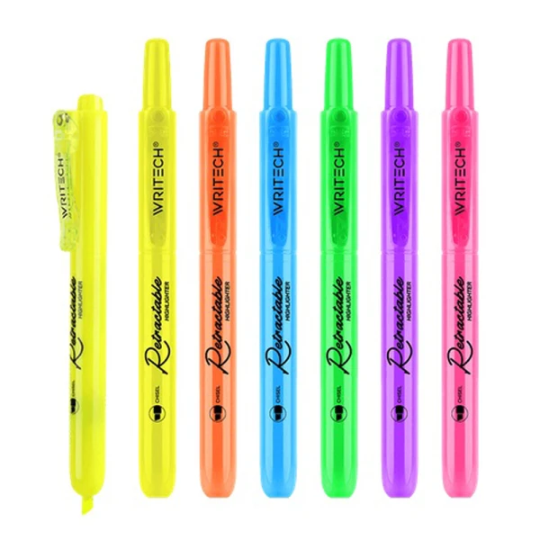 WRITECH ΜΑΡΚΑΔΟΡΟΣ ΥΠΟΓΡΑΜΜΙΣΗΣ ΜΕ ΚΟΥΜΠΙ 1-4mm RETRACTABLE NEON - 6 ΧΡΩΜΑΤΑ
