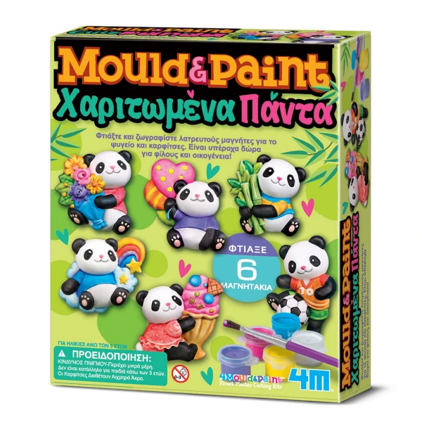 4M MOULD & PAINT CUTE PANDA MAGNETS & BADGES