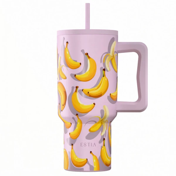 ESTIA HOME ART ΘΕΡΜΟΣ STRAW TUMBLER XL 900ml - BANANA MOOD