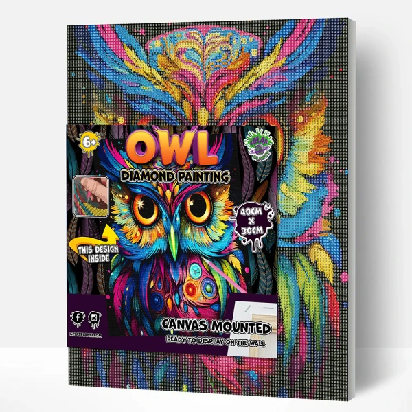 SPLAT PLANET ΣΕΤ DIAMOND PAINTING ΣΕ ΚΑΜΒΑ ΜΕ ΤΕΛΑΡΟ 40X30 εκ. OWL