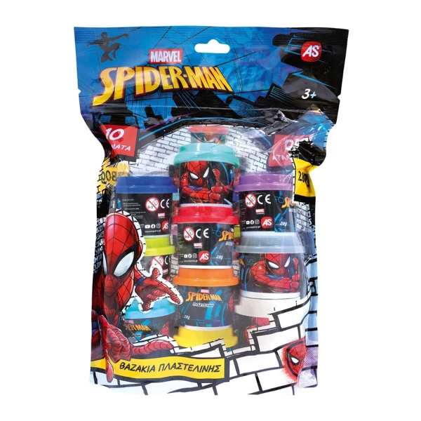 AS ΣΕΤ 10 ΒΑΖΑΚΙΑ ΠΛΑΣΤΕΛΙΝΗΣ ΣΕ ΣΑΚΟΥΛΑΚΙ SPIDERMAN EVERGREEN