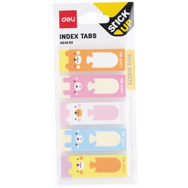 DELI STICKY BOOKMARKS 5X30 SHEETS 45X15mm - 3 DESIGNS