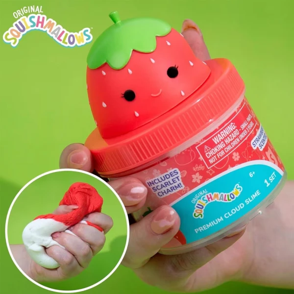 SQUISHMALLOWS ΑΡΩΜΑΤΙΚΟ CLOUD SLIME ΜΕ TOPPER ΣΕ ΒΑΖΑΚΙ - STRAWBERRY