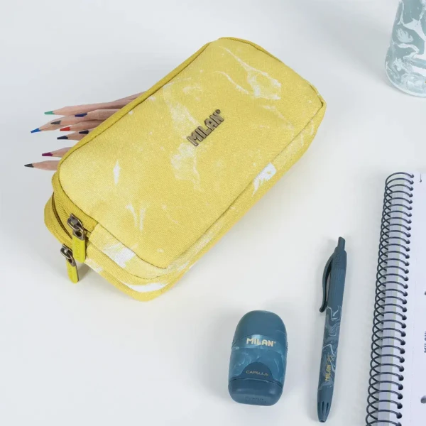 MILAN PENCIL CASE WITH 3 COMPARTMENTS 22X11X6.5 cm LAVA SERIES YELLOW