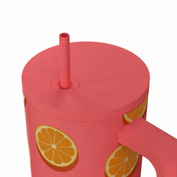 ESTIA HOME ART ΘΕΡΜΟΣ STRAW TUMBLER XL 900ml - ORANGE POP