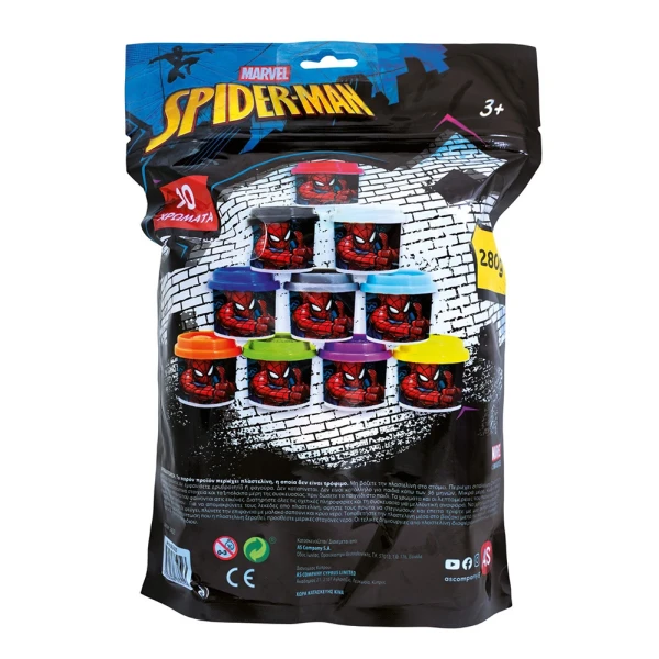 AS ΣΕΤ 10 ΒΑΖΑΚΙΑ ΠΛΑΣΤΕΛΙΝΗΣ ΣΕ ΣΑΚΟΥΛΑΚΙ SPIDERMAN EVERGREEN
