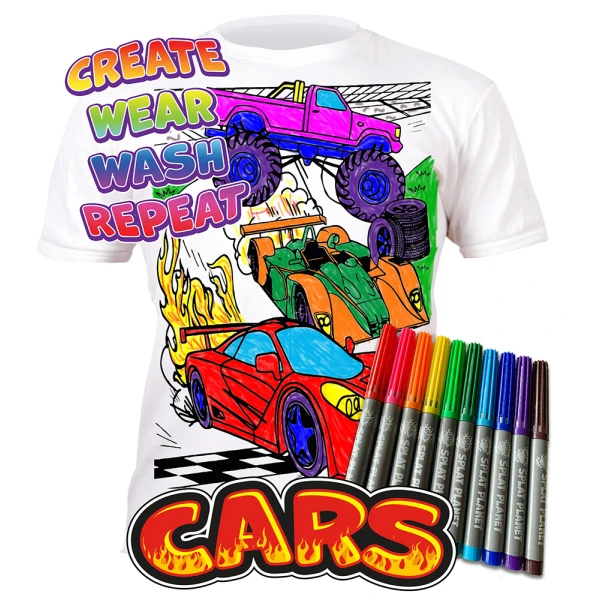 SPLAT PLANET ΠΛΕΝΟΜΕΝΟ T-SHIRT ΖΩΓΡΑΦΙΚΗΣ CARS ΜΕ ΜΑΡΚΑΔΟΡΟΥΣ (7-8 ΕΤΩΝ)