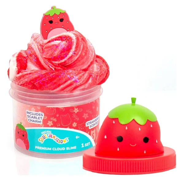 SQUISHMALLOWS ΑΡΩΜΑΤΙΚΟ CLOUD SLIME ΜΕ TOPPER ΣΕ ΒΑΖΑΚΙ - STRAWBERRY