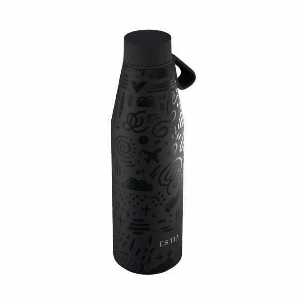 ESTIA HOME ART THERMAL FLASK FLOW SAVE THE AEGEAN 500ml NOIR ECHO