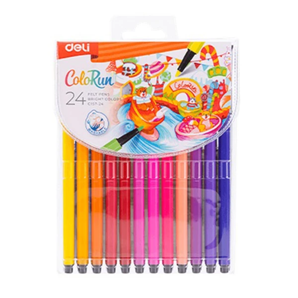 DELI ΕΞΑΓΩΝΙΚΟΙ ΜΑΡΚΑΔΟΡΟΙ WASHABLE COLORUN 24 ΧΡΩΜΑΤΑ 1-1.2mm