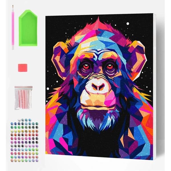 SPLAT PLANET ΣΕΤ DIAMOND PAINTING ΣΕ ΚΑΜΒΑ ΜΕ ΤΕΛΑΡΟ 30Χ40 εκ. CHIMPANZEE 