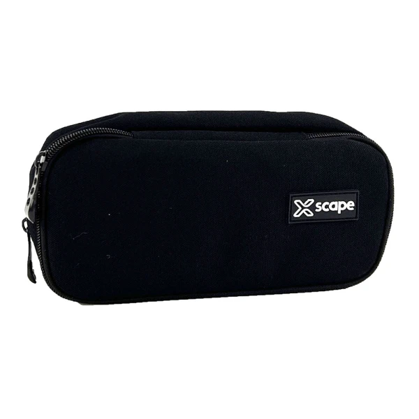 OVAL PENCIL CASE WITH 2 ZIPPERS BLACK XSCAPE