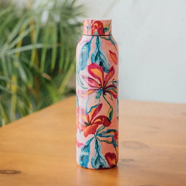 QUOKKA STAINLESS STEEL ΜΠΟΥΚΑΛΙ ΘΕΡΜΟΣ SOLID 630ml - TROPICAL BLOOM