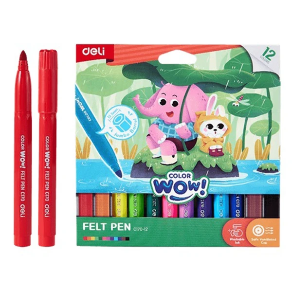 DELI ΜΑΡΚΑΔΟΡΟΙ WASHABLE JUMBO 12 ΧΡΩΜΑΤΑ COLOR WOW